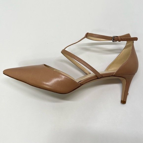 Nude Kitten Heels Pointed Toe T Strap Pumps Low Heel Work Shoes Mary Jane Heeled - Picture 9 of 17